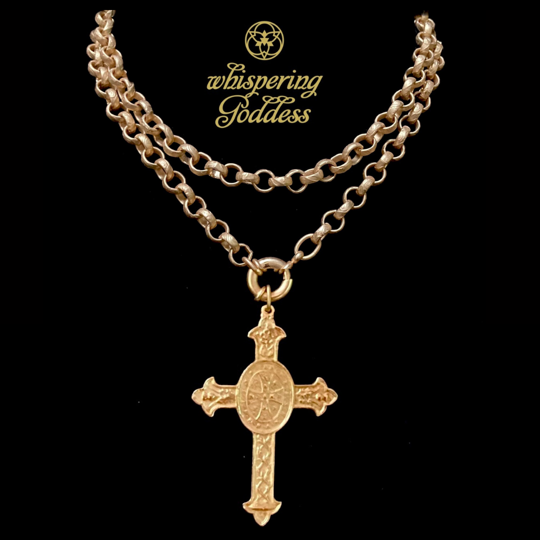 Cross of San Benito Medieval Chain  Necklace by Whispering Goddess - Gold