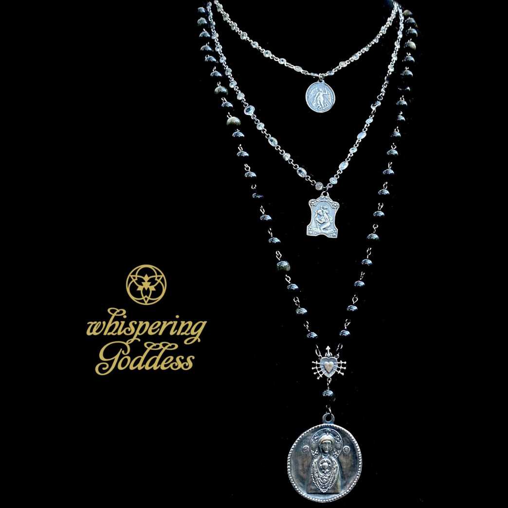 Seat of Wisdom Memento Necklace in Rainbow Obsidian by Whispering Goddess