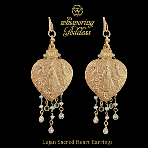 Our Lady of Lujan Dangle Earrings  by Whispering Goddess - Gold