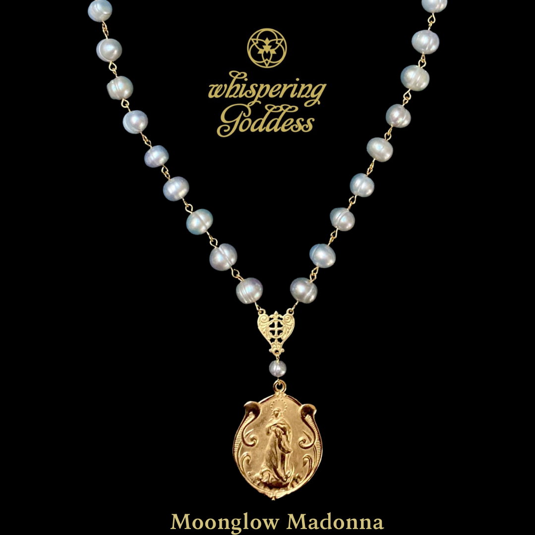 Moonglow Art Nouveau Madonna - Silver Freshwater Pearls
