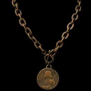 Saint Joan of Arc Bravery Link Necklace in Bronze