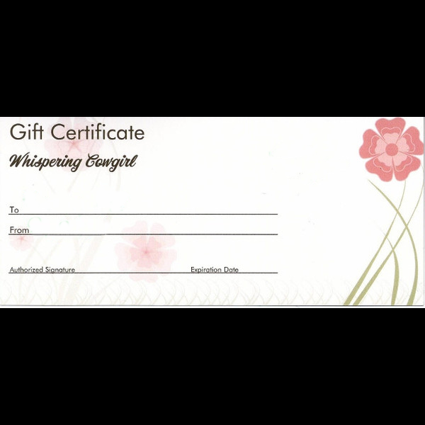 Whispering Cowgirl Gift Certificate