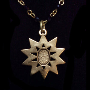 Forgotten Graces "Miraculous Rays" Medal in Black Jet and Gold Necklace