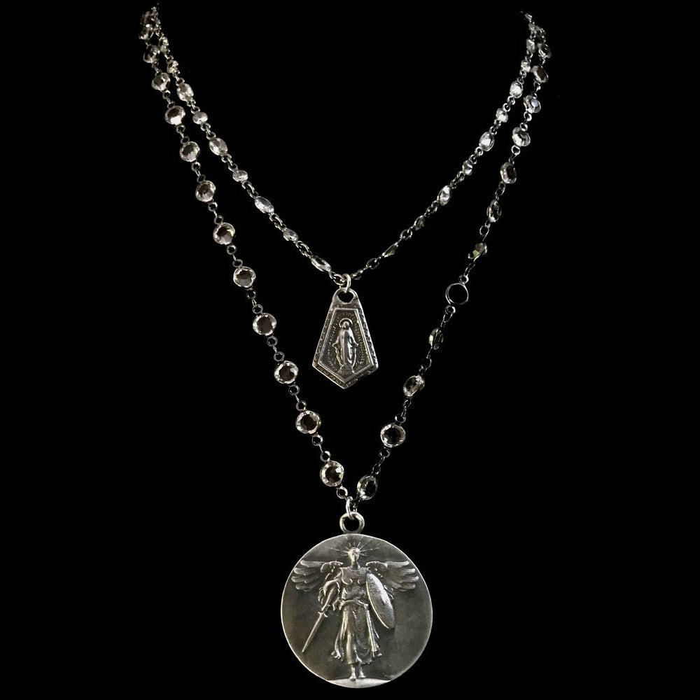 Illumination Saint Michael & Mary Necklace by Whispering Goddess