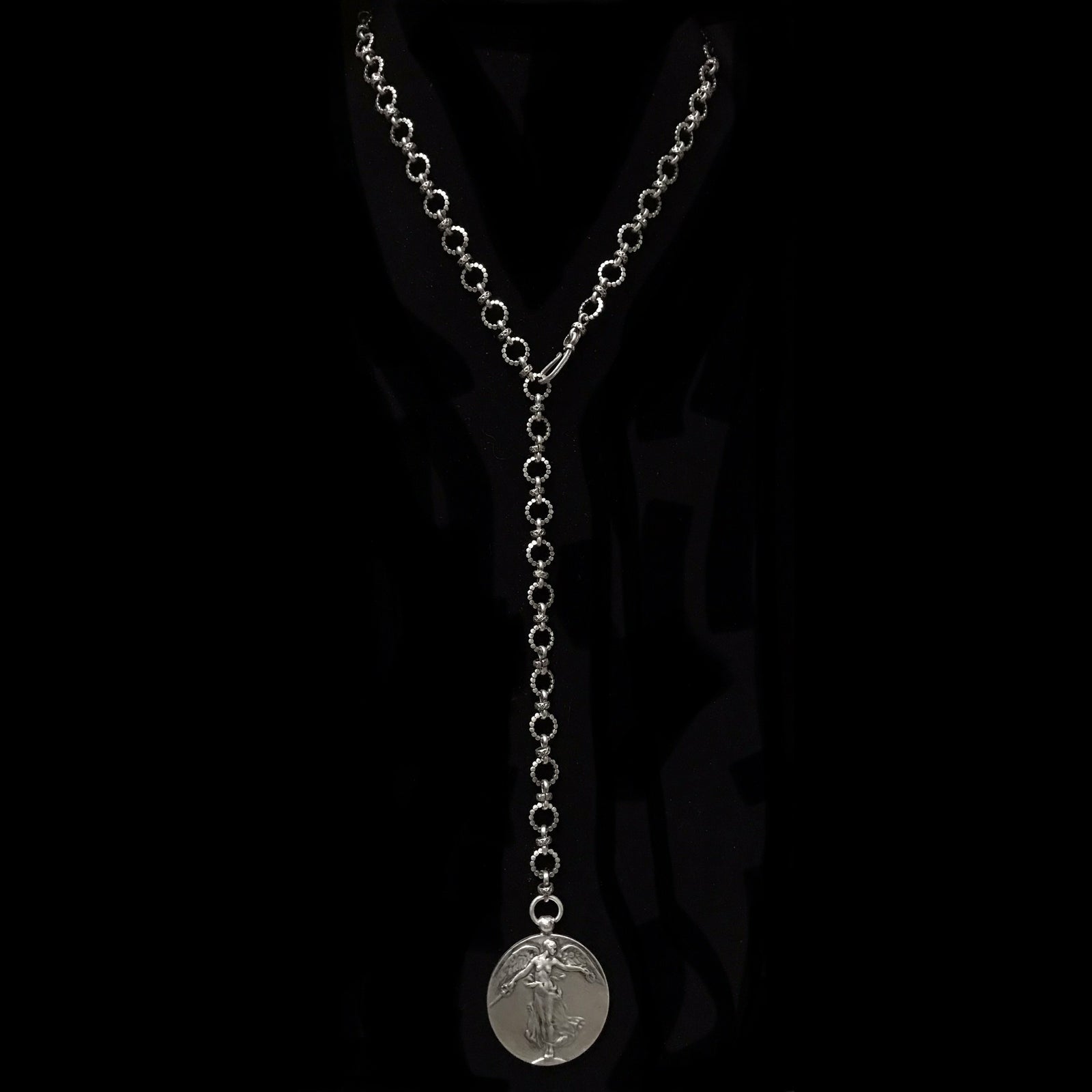 Peace Angel Eternity Link Chain Necklace Silver