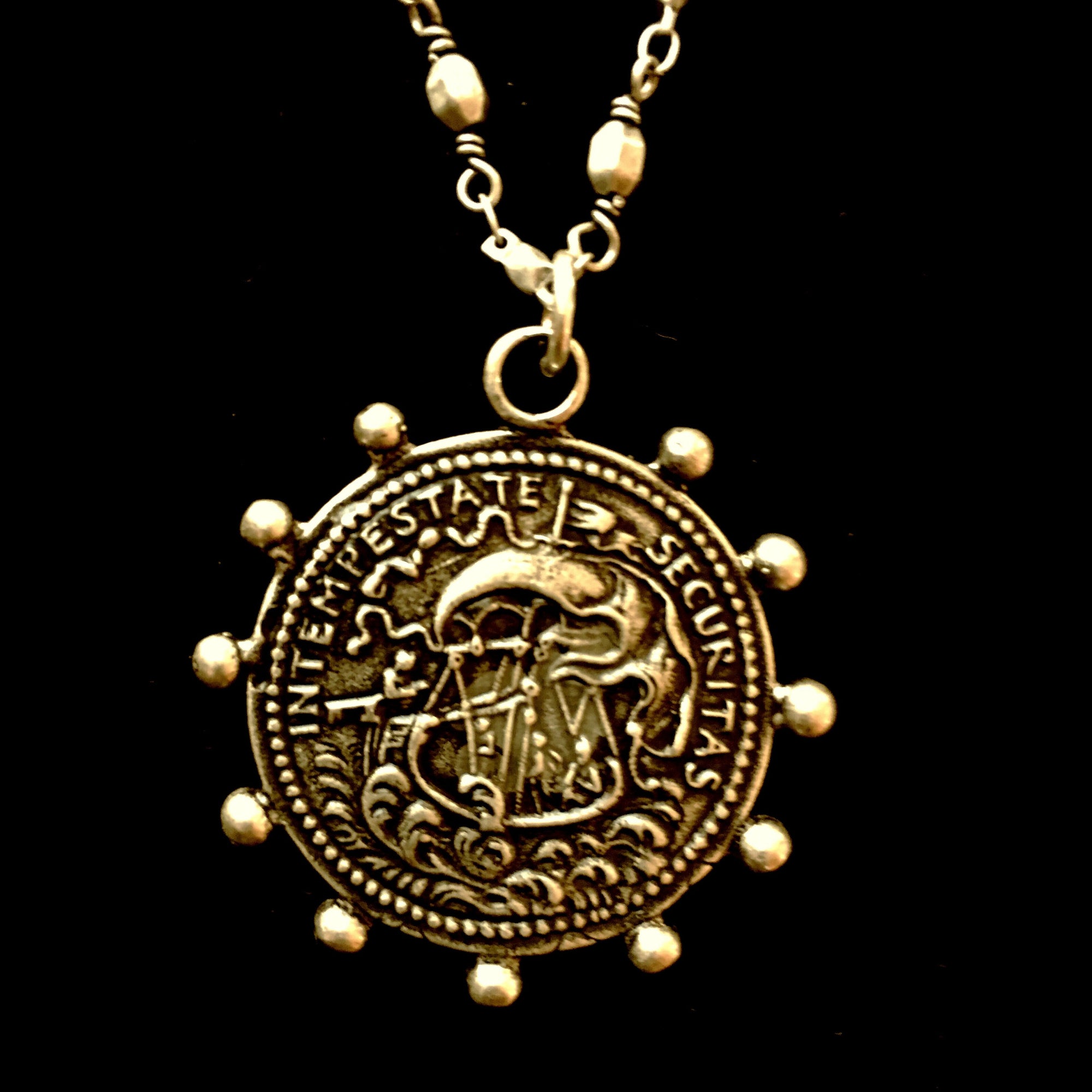 Saint George Patron Saint of Equestrians Chain Necklace  by Whispering Goddess - Gold
