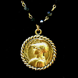 Athena the Goddess of Love Necklace Black Jet by Whispering Goddess