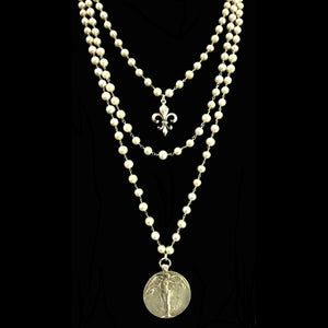 Seraphim Freshwater Pearl Layered Peace Angel Necklace  by Whispering Goddess