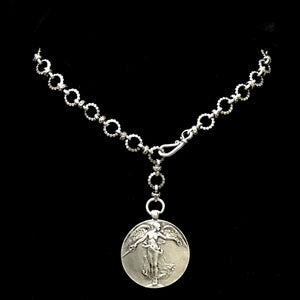 Peace Angel Eternity Link Chain Necklace Silver