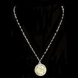 Saint Joan of Arc "Single Destiny" Necklace in Bicone Hematite Crystal & Silver by Whispering Goddess