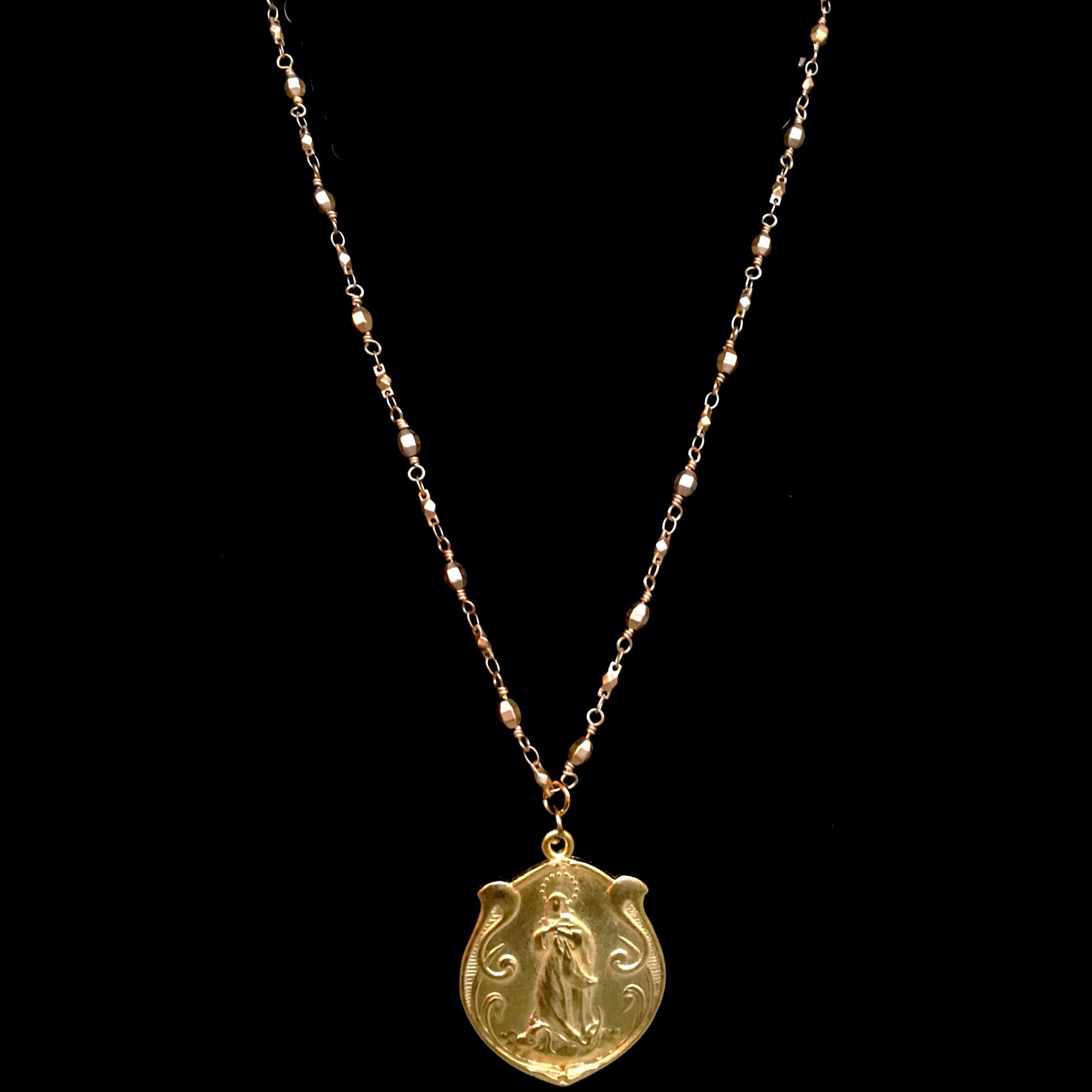 Assumption Art Nouveau Madonna Chain Necklace  by Whispering Goddess - Gold