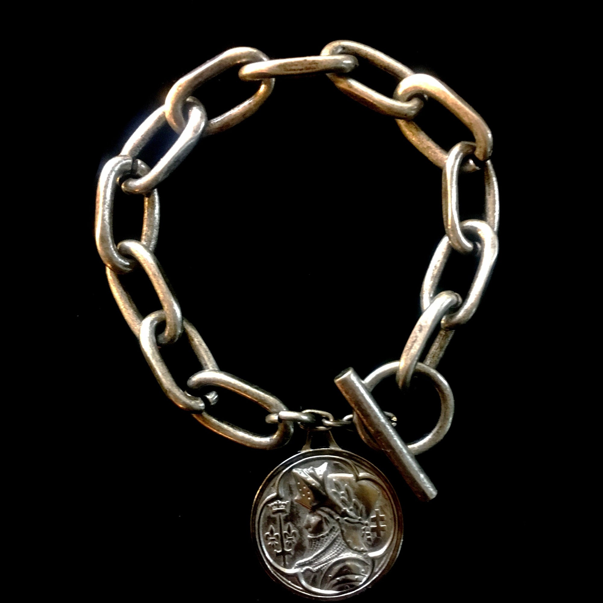 Saint Joan of Arc  Destiny" Link Bracelet by Whispering Goddess - Silver
