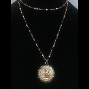 Goddess Athena & Wisdom Owl Medallion Chain Necklace  in Silver  by Whispering Goddess