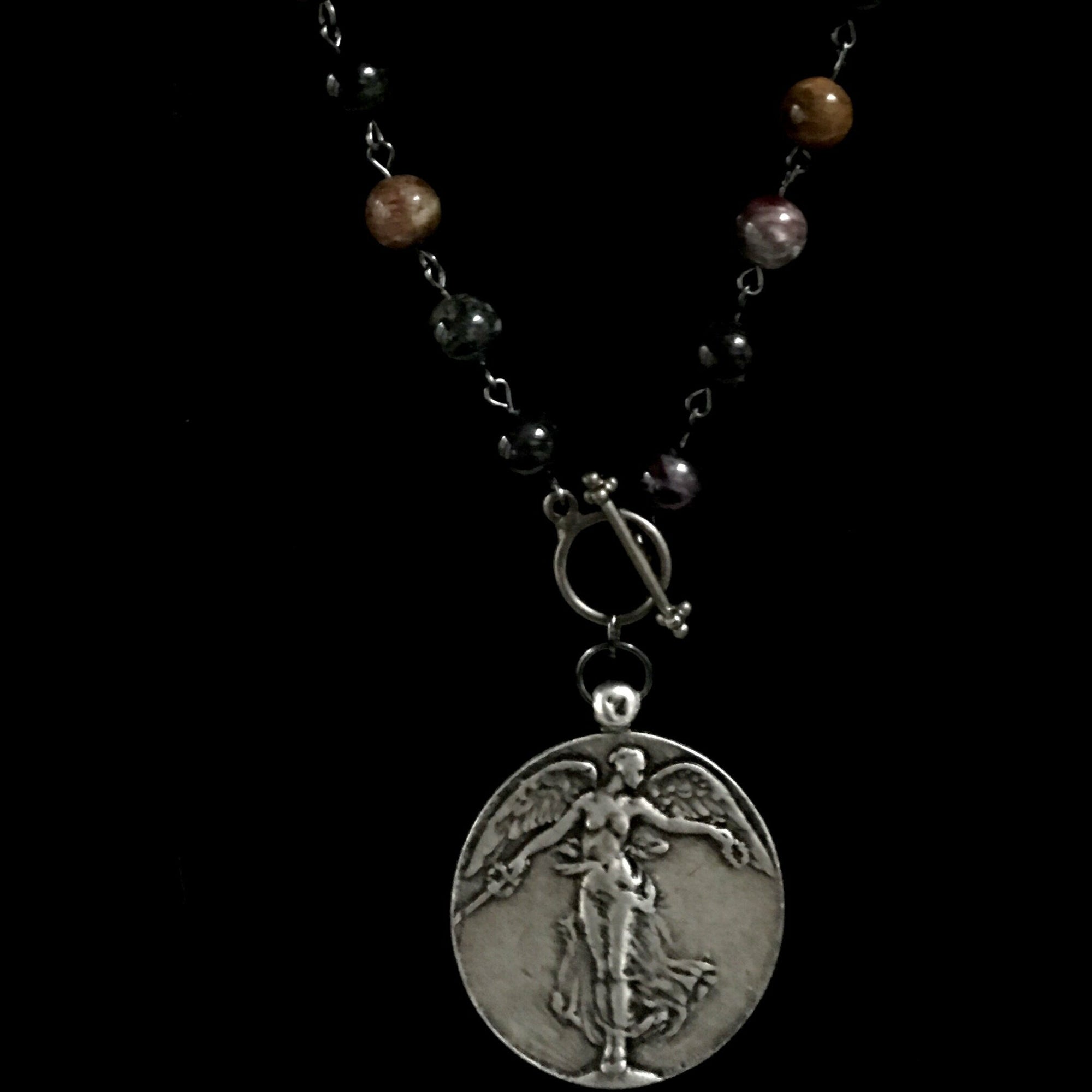 One of a Kind Peace Angel in Watermelon Tourmaline Necklace by Whispering Goddess
