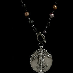 One of a Kind Peace Angel in Watermelon Tourmaline Necklace by Whispering Goddess