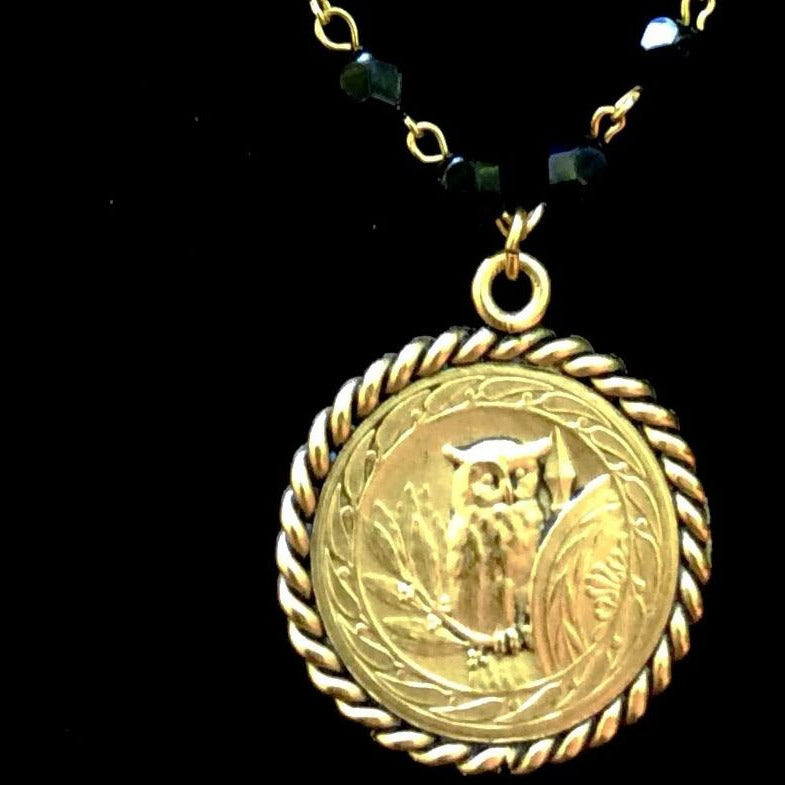 Athena the Goddess of Love Necklace Black Jet by Whispering Goddess