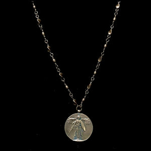 Saint Michael Victory Medallion Chain Necklace in Bronze