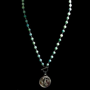 Nike the Greek Goddess of Victory Matte Amazonite Necklace