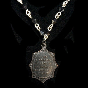 Forgotten Graces Black Saint Christopher Medal in Bicone Hematite and Silver Necklace