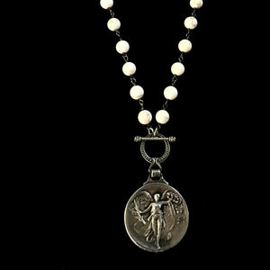 Nike the Greek Goddess of Victory White Turquoise  Necklace
