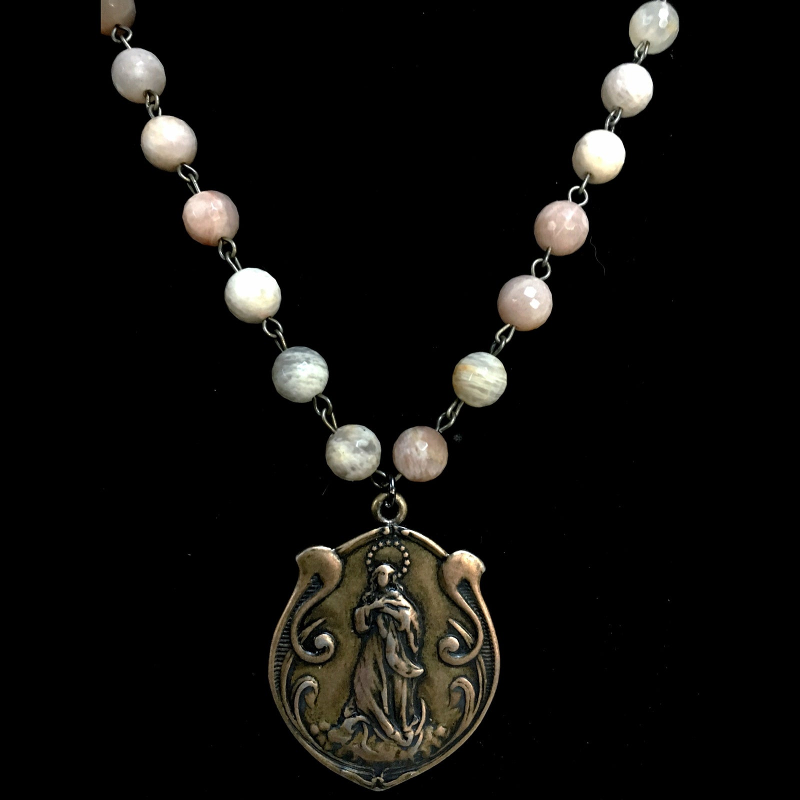 One of a Kind Moonstone Dream Madonna Necklace by Whispering Goddess