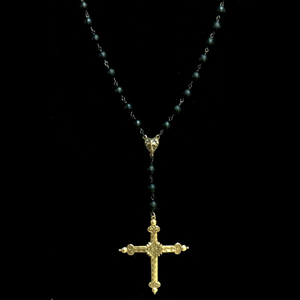 Forgotten Graces Sacred Heart Rosary in Black Jasper & Gunmetal Neckla ...