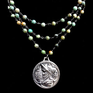 Saint Joan of Arc "Destiny" Necklace in African Turquoise by Whispering Goddess