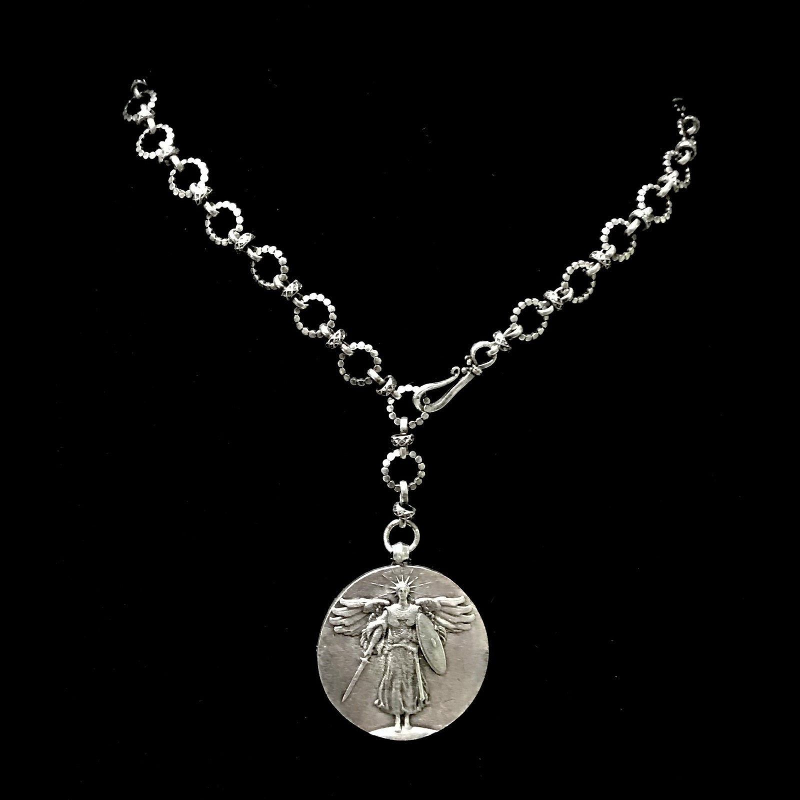 Saint Michael Eternity Link Chain Necklace Silver