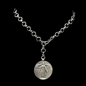 Saint Michael Eternity Link Chain Necklace Silver
