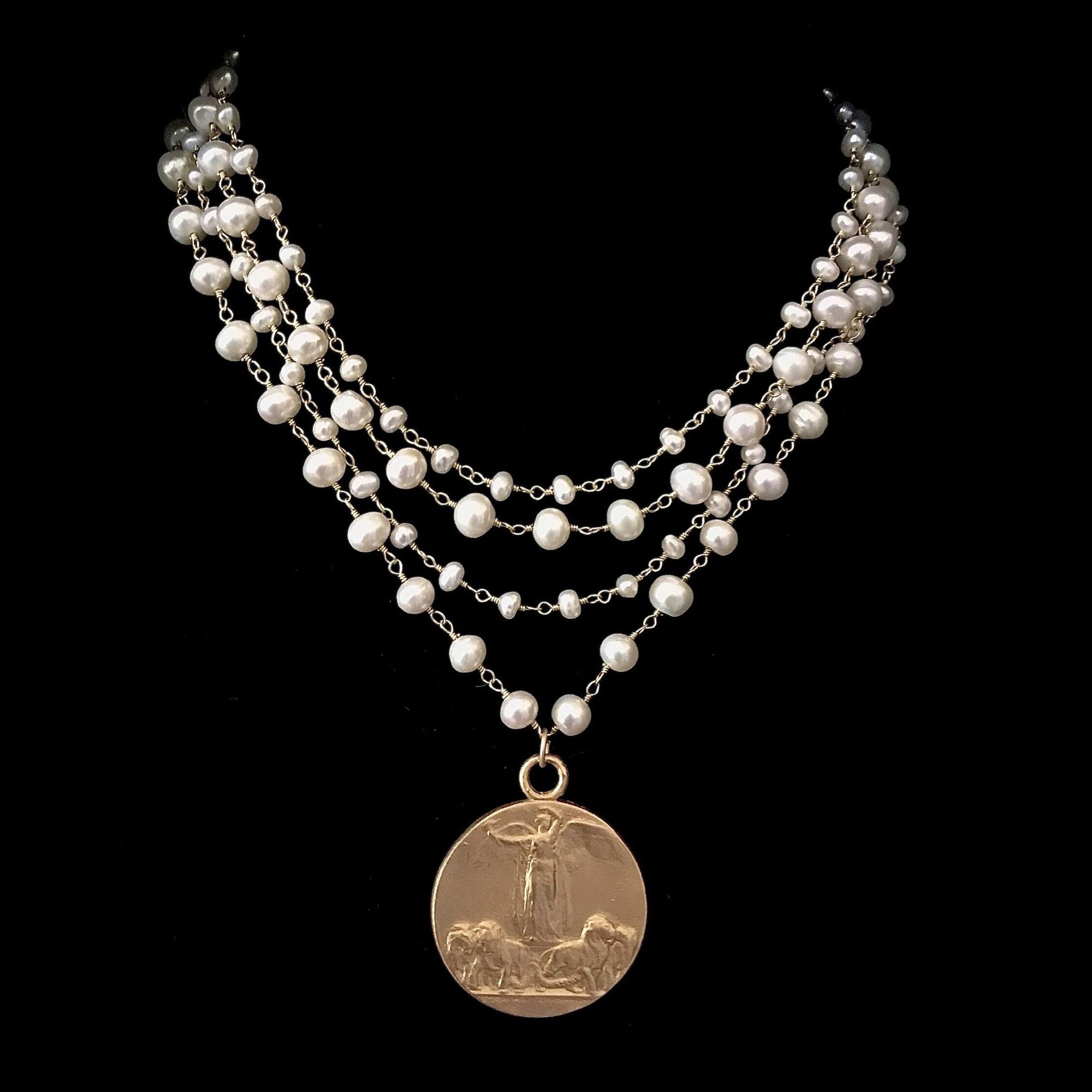 Sophia Freshwater Pearl Necklace with the Goddess Victoria
