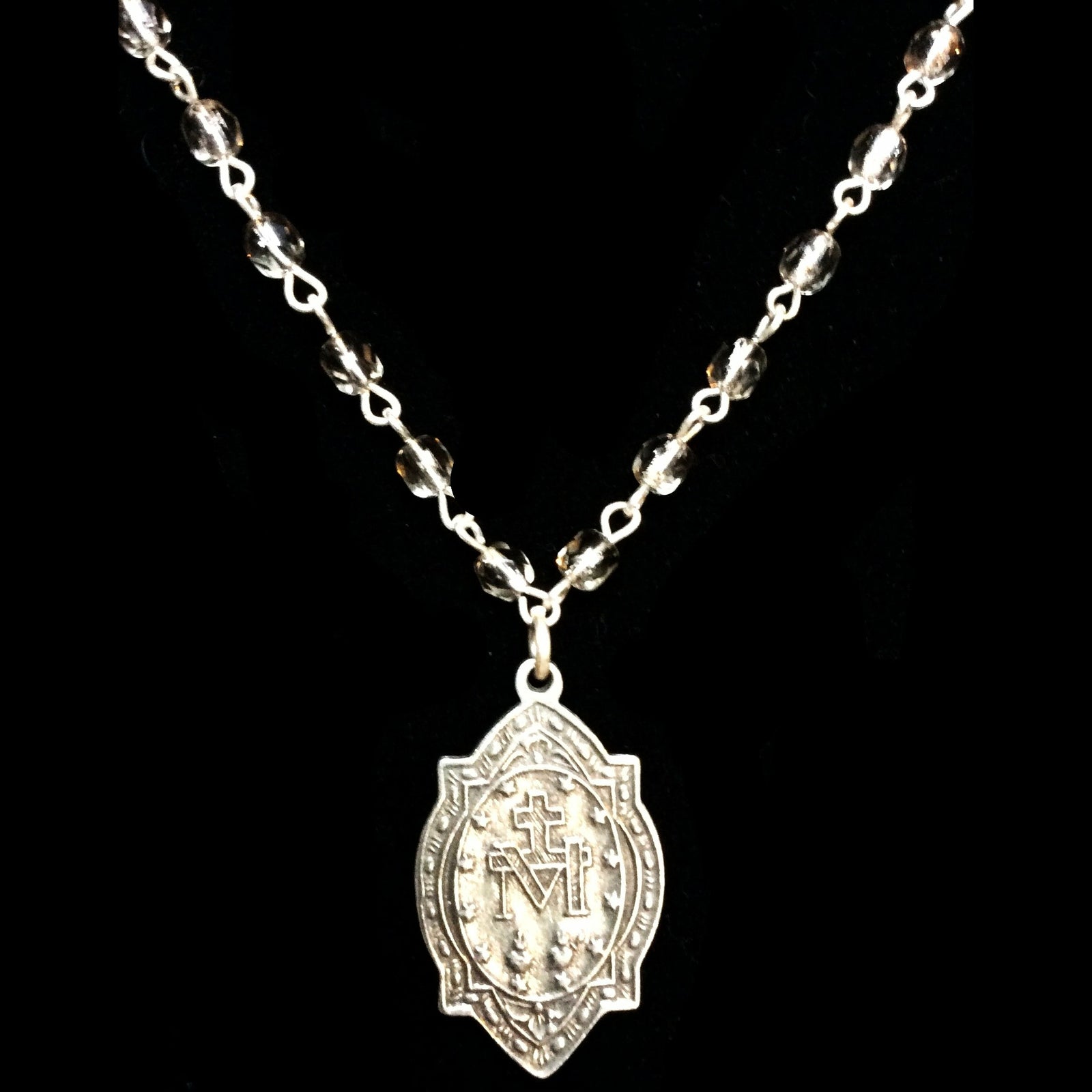 Forgotten Graces Miraculous Medal in Black Diamond and Silver