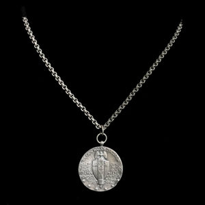 Saint  Michael Victory Etched Chain  Necklace by Whispering Goddess - Silver