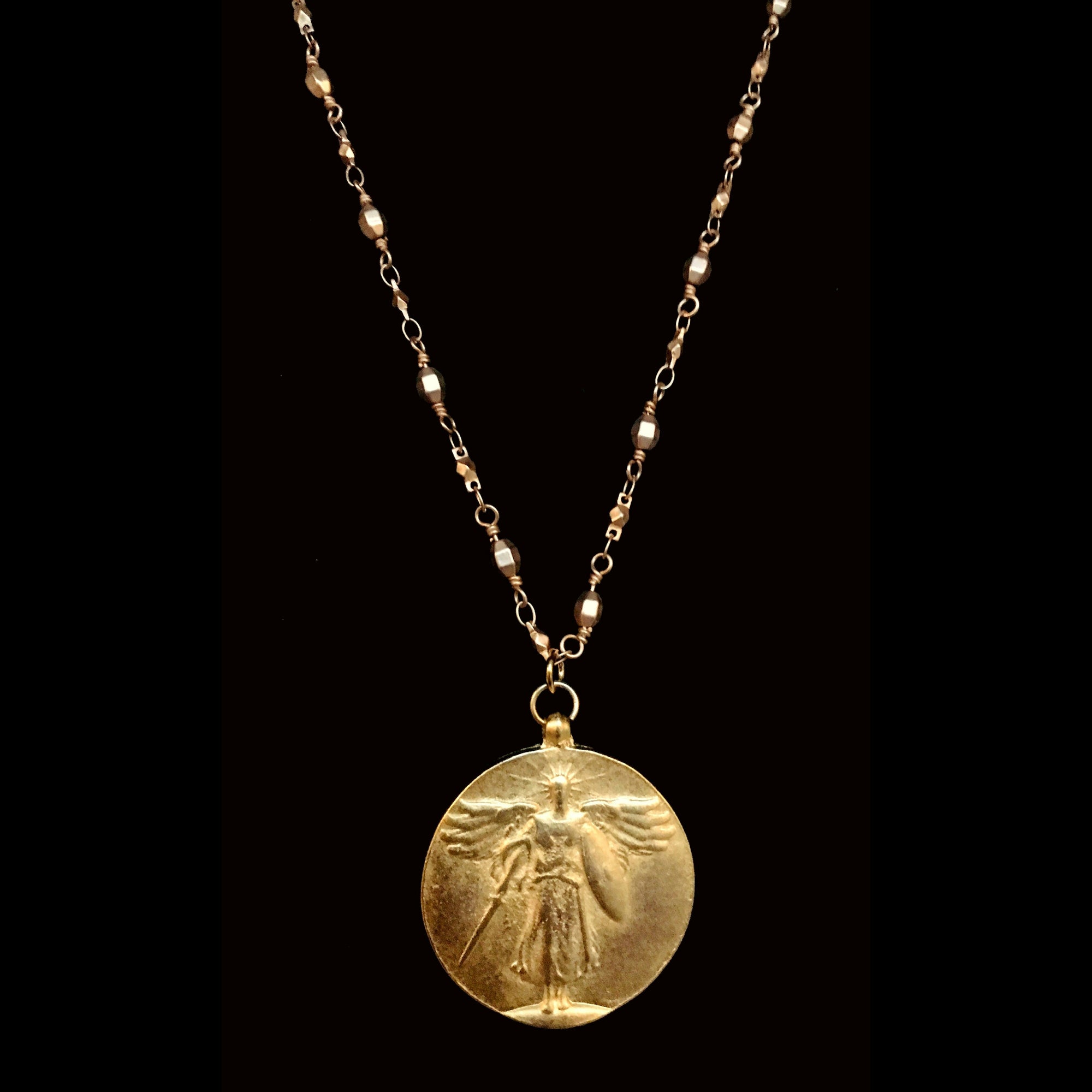 St. Michael Victory Medallion Chain Necklace by Whispering Goddess - Gold