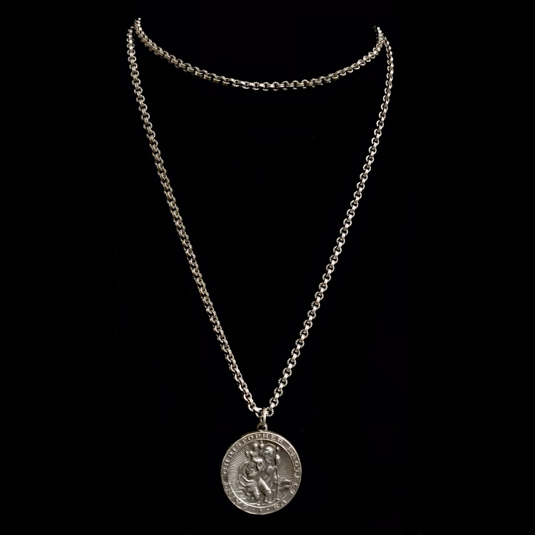 St Christopher Pendant - Medal Necklace In XL For Men