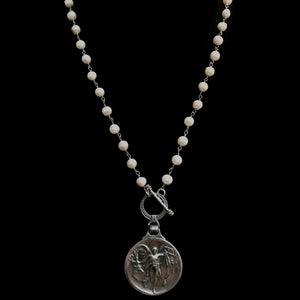 NIke's Flight in White Freshwater Pearl & Sterling Silver Necklace