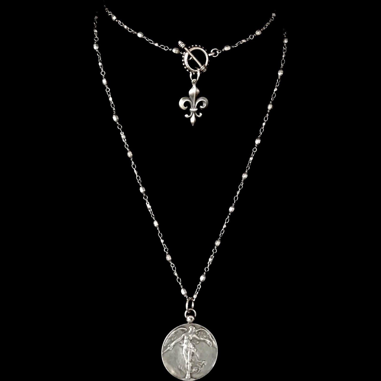 The Gilly Peace Angel Chain Necklace  by Whispering Goddess - Silver