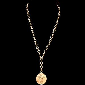 Saint Michael  Eternity Link Chain Necklace Gold