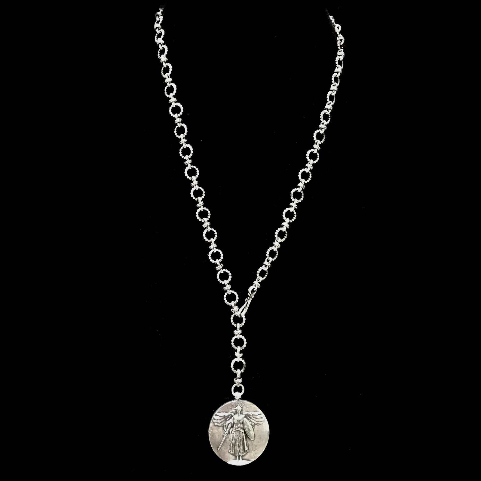 Saint Michael Eternity Link Chain Necklace Silver