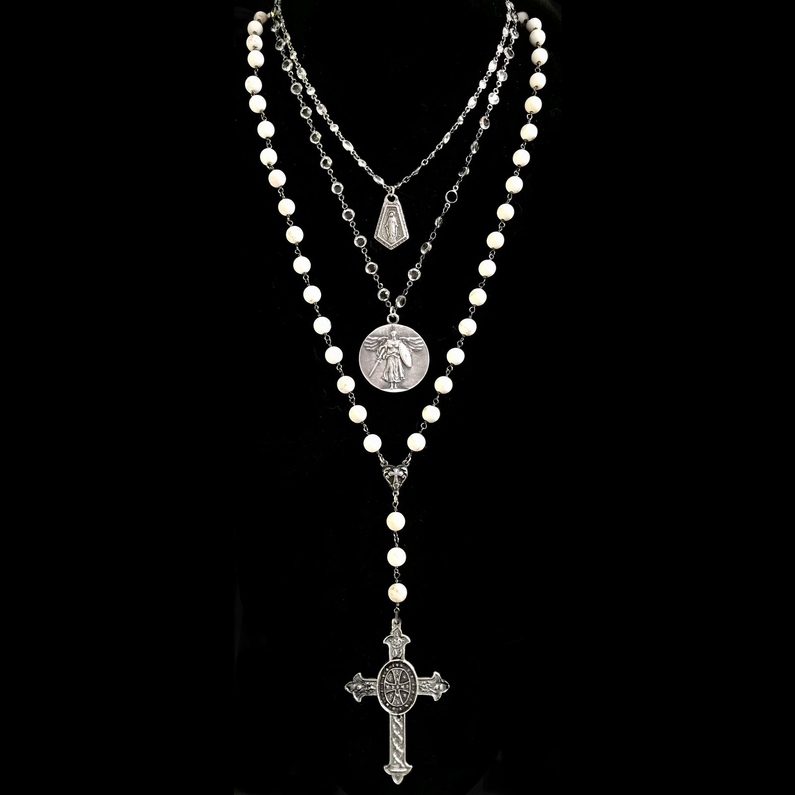 Illumination Saint Michael & Mary Necklace by Whispering Goddess