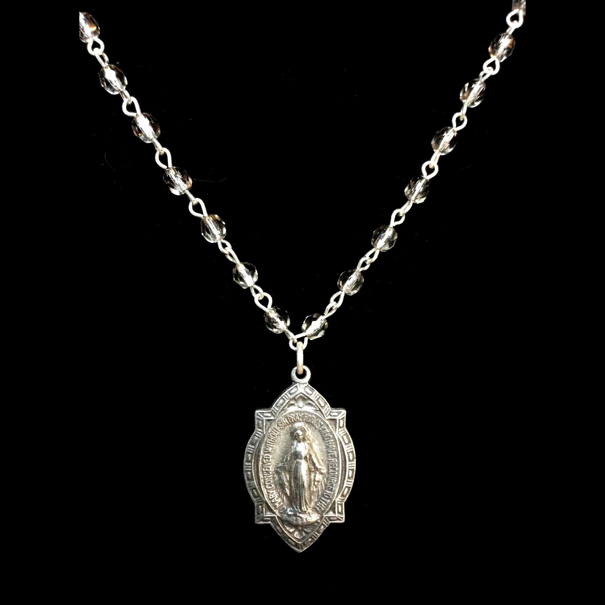 Forgotten Graces Miraculous Medal in Black Diamond and Silver ...