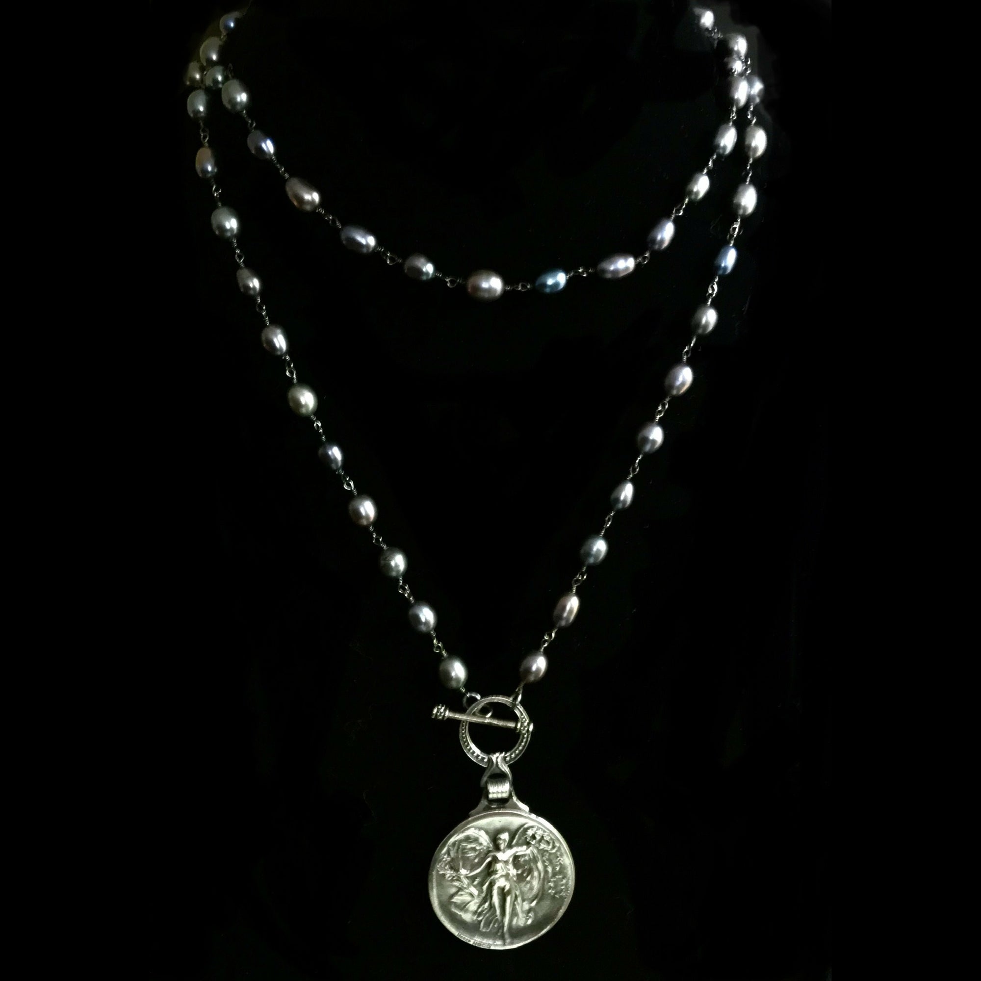 Nike the Greek Goddess of Victory Peacock Pearl Necklace