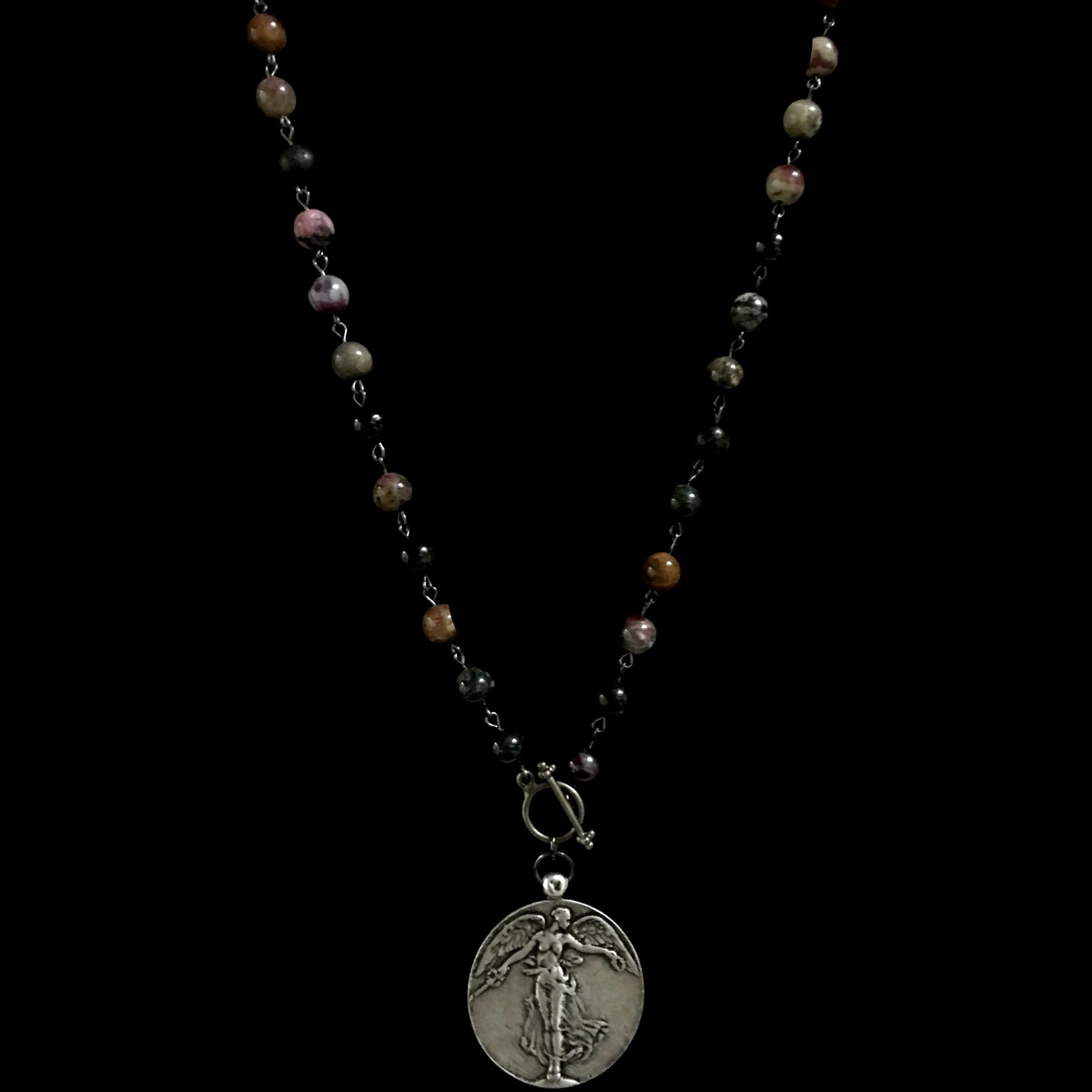 One of a Kind Peace Angel in Watermelon Tourmaline Necklace by Whispering Goddess