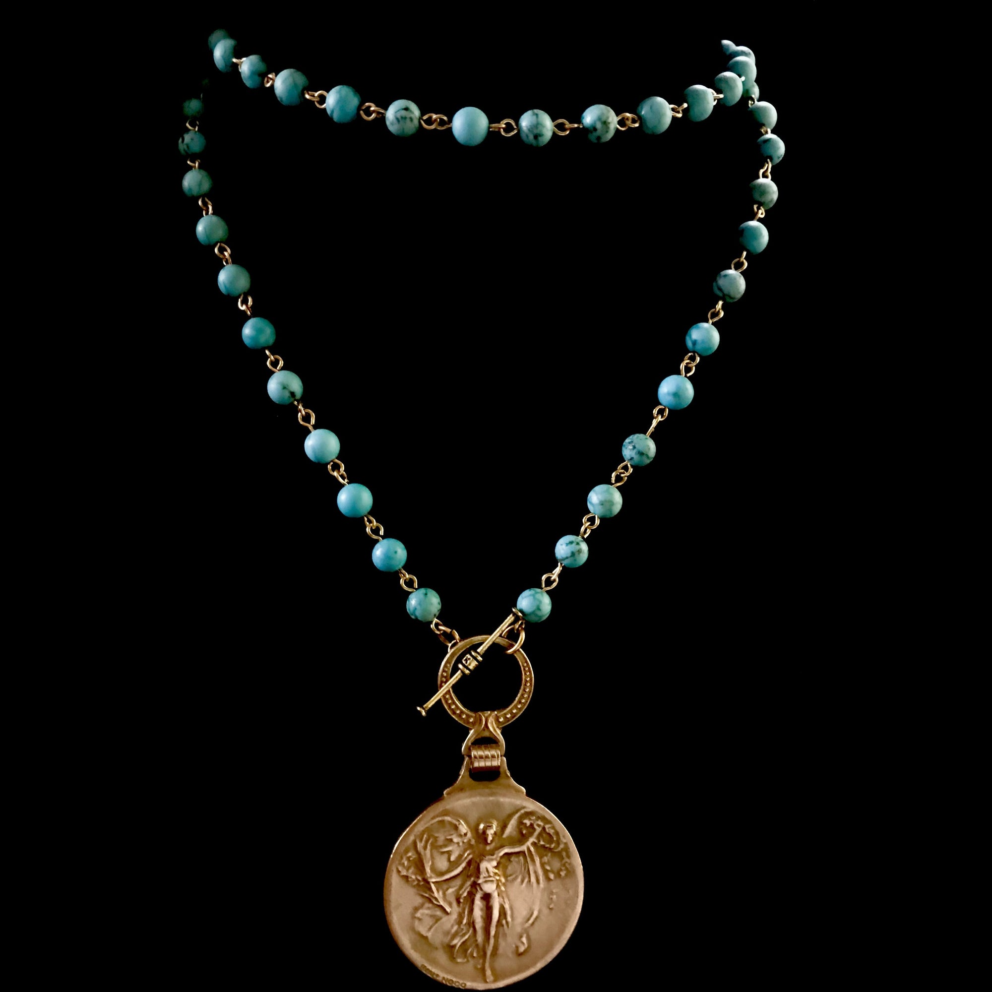 Nike the Goddess of Victory Turquoise and Gold Necklace - Whispering ...